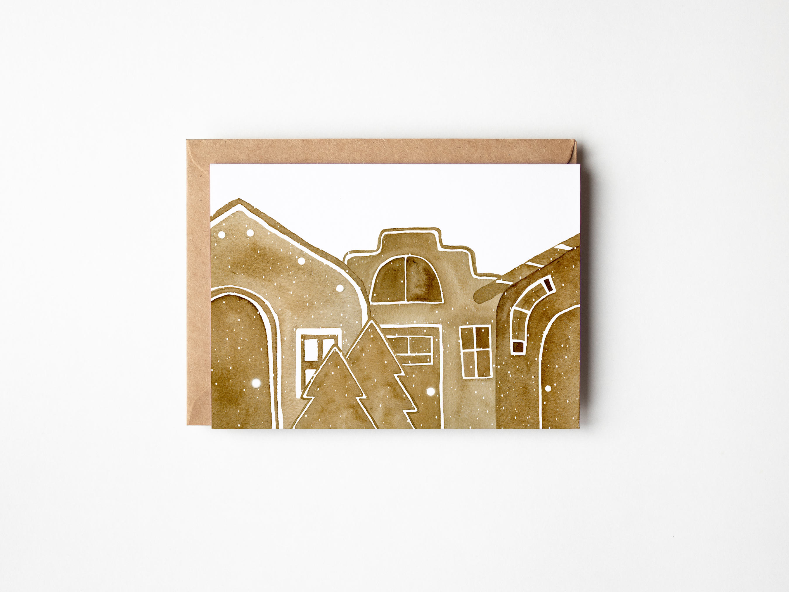 Gingerbread Christmas Village Card