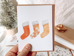 Load image into Gallery viewer, Checkered Orange Christmas Stocking Card
